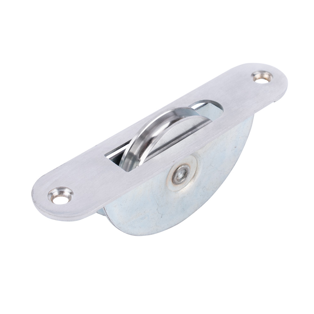 Radial Sash Pulley - 25mm x 116mm Plate (Radius Ends) - Satin Chrome
